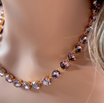 Amethyst Swarovski Element Crystal Tennis Necklace