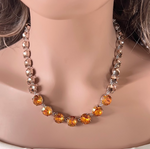 Fireopal & Peach Rose Swarovski Element Crystal Tennis Necklace