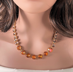 Fireopal & Peach Rose Swarovski Element Crystal Tennis Necklace