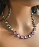Light Rose & Clear Swarovski Element Crystal Tennis Necklace