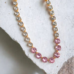 Light Rose & Clear Swarovski Element Crystal Tennis Necklace