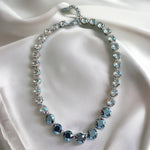 Jet Hematite & Clear Swarovski Element Crystal Tennis Necklace