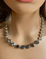 Jet Hematite & Clear Swarovski Element Crystal Tennis Necklace