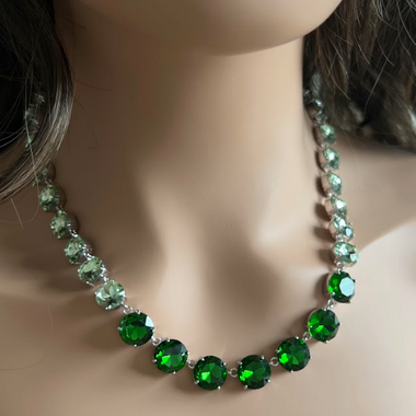 Fern Green & Chrysolite Swarovski Element Crystal Tennis Necklace