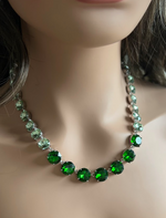 Fern Green & Chrysolite Swarovski Element Crystal Tennis Necklace