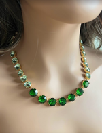 Fern Green & Chrysolite Swarovski Element Crystal Tennis Necklace