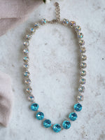 Aquamarine & Iridescent Crystal Swarovski Element Crystal Tennis Necklace