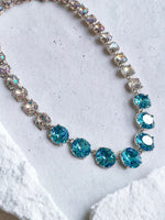 Aquamarine & Iridescent Crystal Swarovski Element Crystal Tennis Necklace