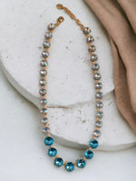 Aquamarine & Iridescent Crystal Swarovski Element Crystal Tennis Necklace