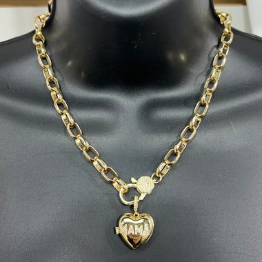 18KT Gold/Silver Plated MOM Heart Locket Necklace