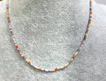 18K Gold Plated Plain  Enamel 2MM Crystal Beaded Necklace