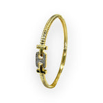 18K Gold Plated Hinged Cuff CZ Bracelet