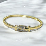 18K Gold Plated Hinged Cuff CZ Bracelet