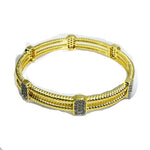 18K Gold Plated Double Row 3 Station Diamond Bracelet