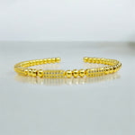 18K Gold/Silver Plated CZ Bar Open Cuff  Beaded Bracelet