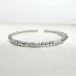 18K Gold/Silver Plated CZ Bar Open Cuff  Beaded Bracelet