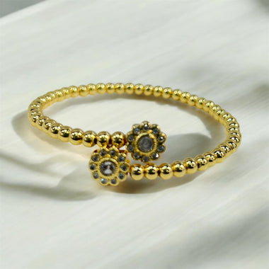 18K Gold/Silver Plated Flower Beaded Bracelet