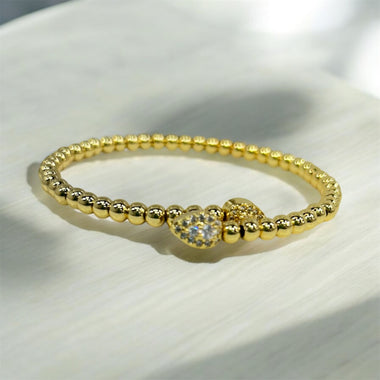 18K Gold/Silver Plated 4mm Bead Flexible CZ Bracelet