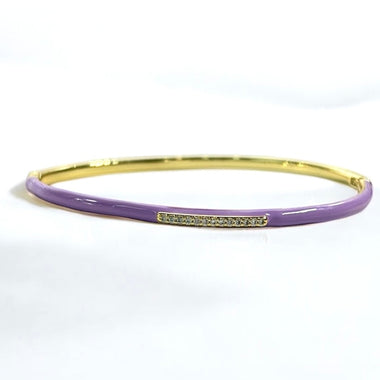 18K Gold Plated Enamel With CZ Bar Bracelet