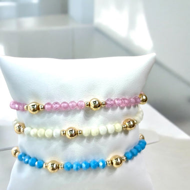 5MM Gold Bead With 4mm Colored Bead Bracelet