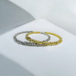 18K Gold/Silver Plated Round Cut CZ Stones Open Cuff  Beaded Bracelet