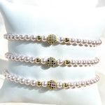 Pink Beads With Colored CZ Stones Bracelet