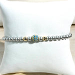 Gray Beads With Colored CZ Stones Bracelet