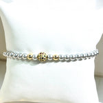 Gray Beads With Colored CZ Stones Bracelet