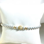 Gray Beads With Colored CZ Stones Bracelet