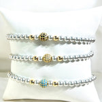 Gray Beads With Colored CZ Stones Bracelet