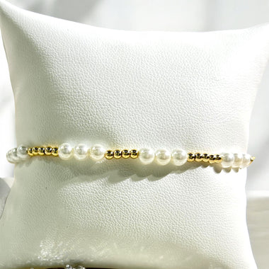 18K Gold Plated Beads With 3 Pearl 4MM Bracelet