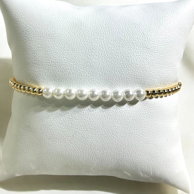 18K Gold Plated Beads With 9 Pearl 4MM Bracelet