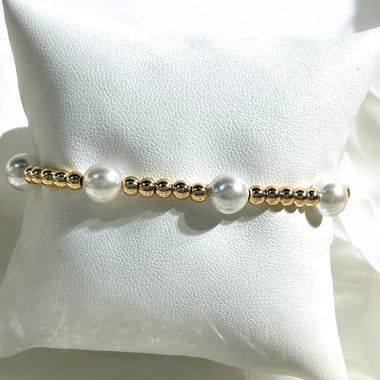 18K Gold Plated 3MM Beads With 8MM Pearl Bracelet