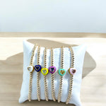 Heart Diamond Cut Gold Bead Bracelet