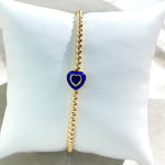 Heart Diamond Cut Gold Bead Bracelet