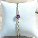 Heart Diamond Cut Gold Bead Bracelet