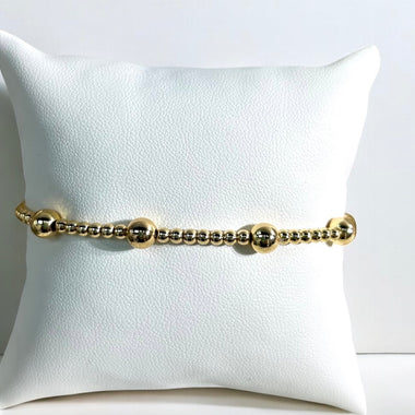 18K Gold Plated 5mm Bead With 2MM 7 Bead Bracelet