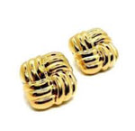 18K Gold Plated Basket Weave Square Stud Earrings