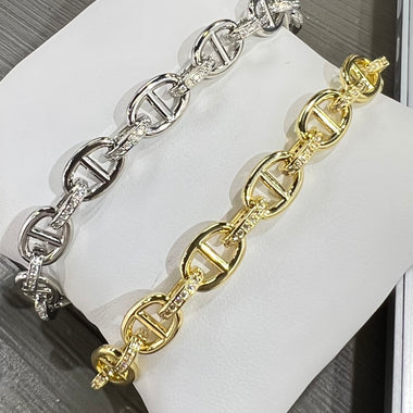 18K Gold/Silver Plated G-Link Chain Bracelet