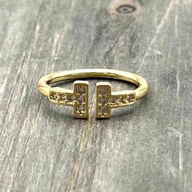 T Pave CZ Adjustable Ring