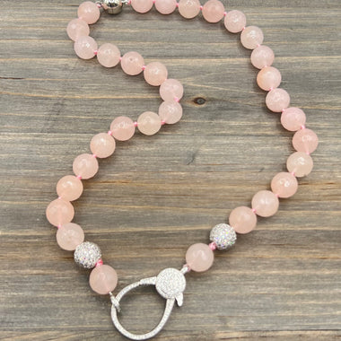 Natural 12mm Rose Quartz Necklace