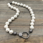 Shell Pearl 14mm Knotted Bead Necklace