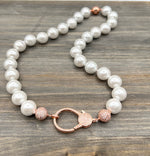 Shell Pearl 14mm Knotted Bead Necklace