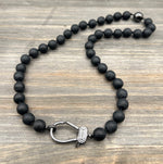 Matt Finish 10mm Onyx Bead Necklace