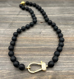 Matt Finish 10mm Onyx Bead Necklace