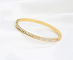 18K Gold/Silver Mother Of Peral CZ Bracelet