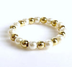 18K Gold Plated & Pearl 8MM Beaded Bracelet