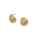 18K Gold/Silver Plated Oval Stud Textured Earrings