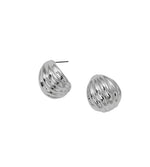 18K Gold/Silver Plated Oval Stud Textured Earrings