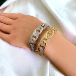 Cubic Zirconia Braided Bangle Bracelet: Sparkling Sophistication